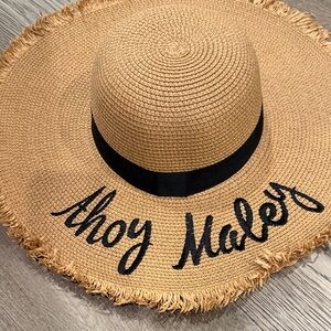 Tan Straw Sun Hat with Black Band